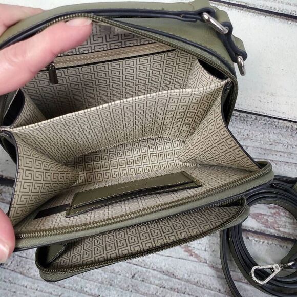 K. Carroll Accessories Olive Green Vegan Leather Crossbody Bag – Multi-Compartme - Picture 3 of 9